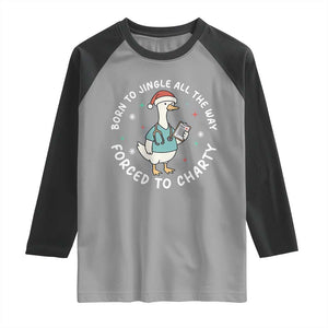 Christmas Goose Nurse Raglan Shirt Born To Jingle All The Way Forrced To Chart TS14 Sport Gray Black Print Your Wear