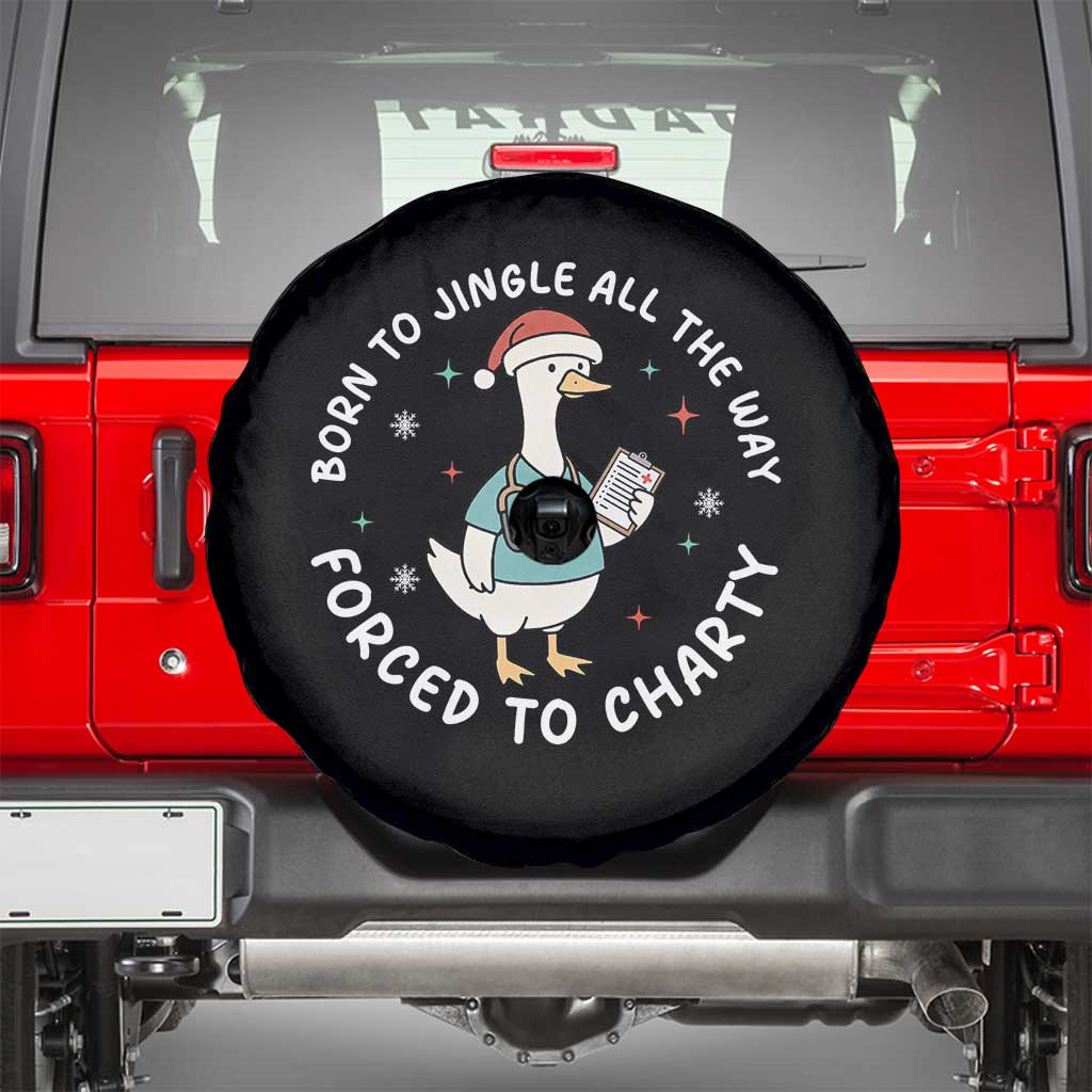 Christmas Goose Nurse Spare Tire Cover Born To Jingle All The Way Forrced To Chart TS14 Black Print Your Wear