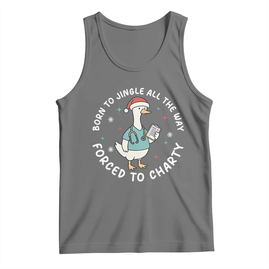 Christmas Goose Nurse Tank Top Born To Jingle All The Way Forrced To Chart TS14 Black Heather Print Your Wear