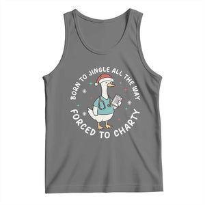 Christmas Goose Nurse Tank Top Born To Jingle All The Way Forrced To Chart TS14 Black Heather Print Your Wear