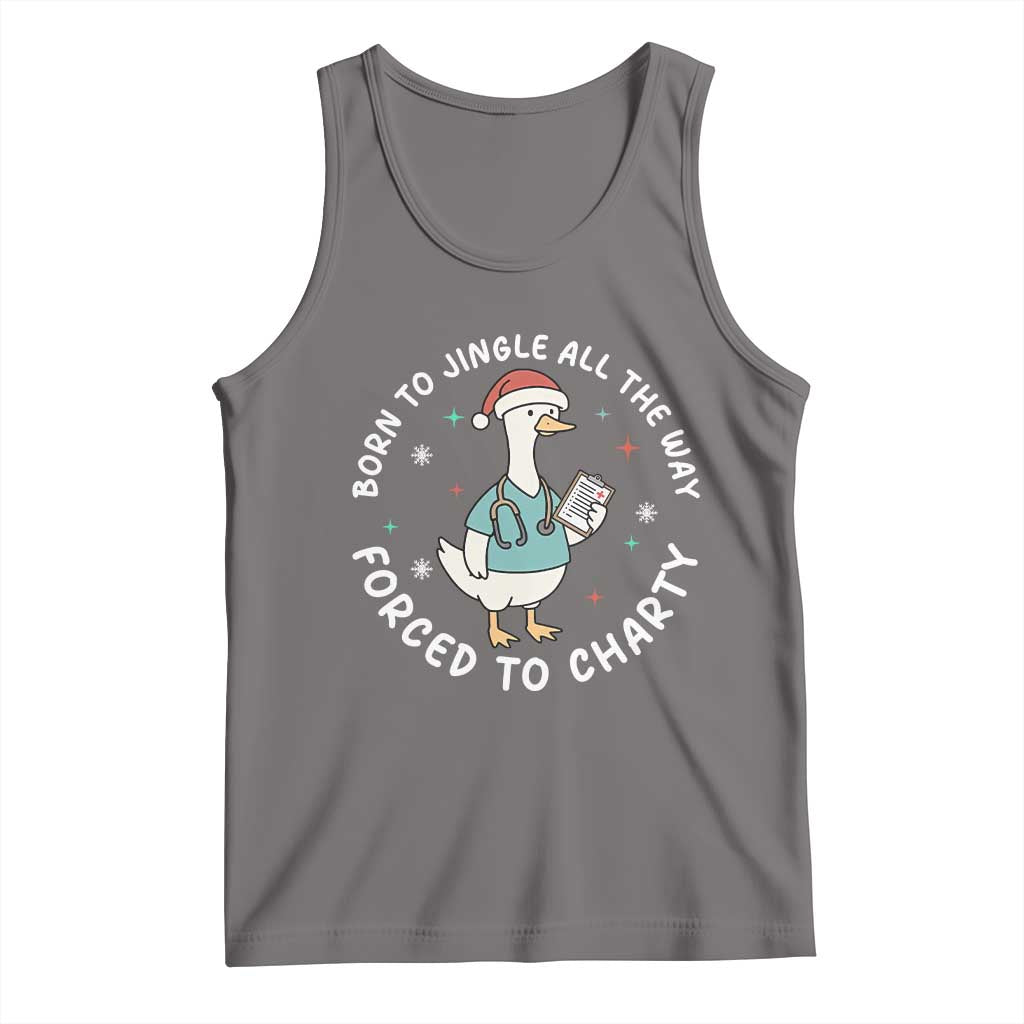 Christmas Goose Nurse Tank Top Born To Jingle All The Way Forrced To Chart TS14 Deep Heather Print Your Wear