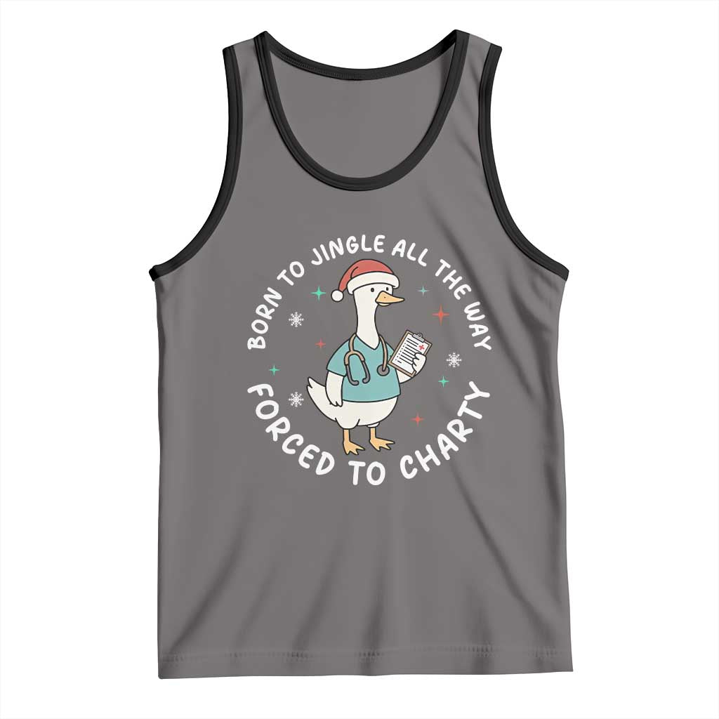 Christmas Goose Nurse Tank Top Born To Jingle All The Way Forrced To Chart TS14 Deep Heather Black Print Your Wear