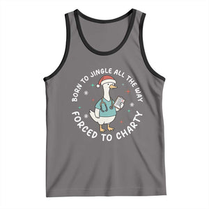 Christmas Goose Nurse Tank Top Born To Jingle All The Way Forrced To Chart TS14 Deep Heather Black Print Your Wear