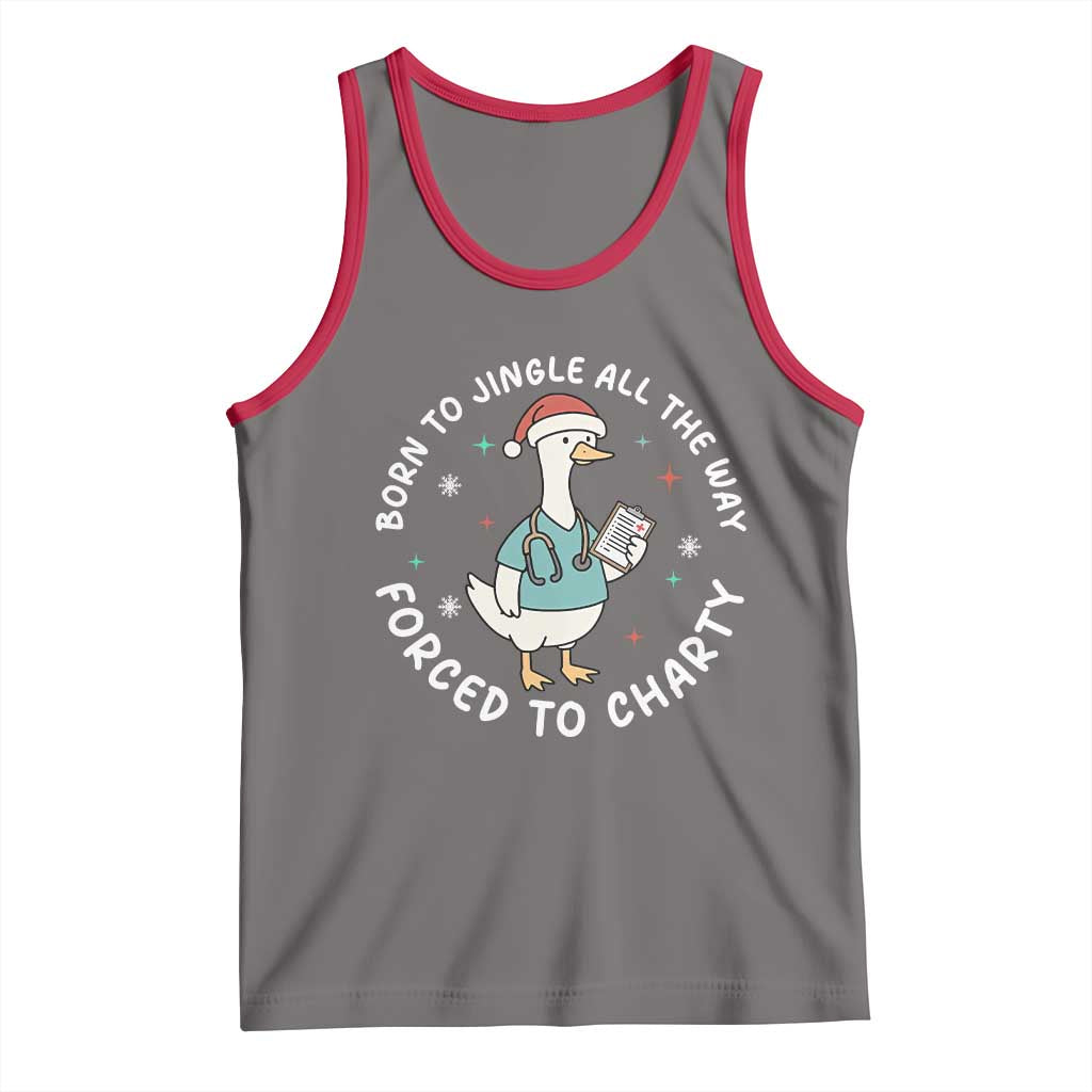 Christmas Goose Nurse Tank Top Born To Jingle All The Way Forrced To Chart TS14 Deep Heather Red Print Your Wear