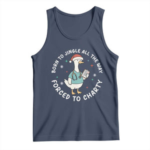 Christmas Goose Nurse Tank Top Born To Jingle All The Way Forrced To Chart TS14 Navy Print Your Wear