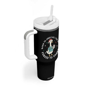 Christmas Goose Nurse Tumbler With Handle Born To Jingle All The Way Forrced To Chart TS14 Print Your Wear