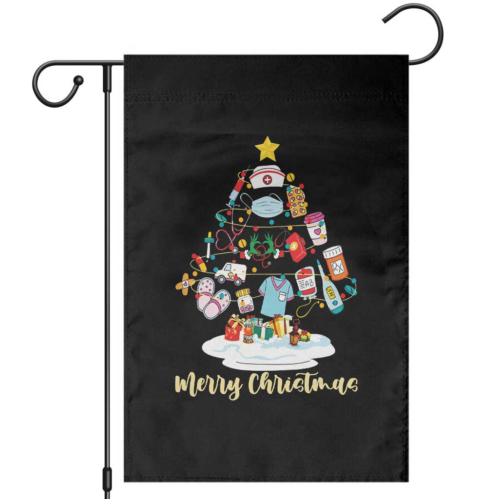 Christmas Nurse Tree Lights Garden Flag TS14 Black Print Your Wear