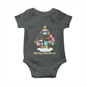 Christmas Nurse Tree Lights Baby Onesie TS14 Dark Heather Print Your Wear