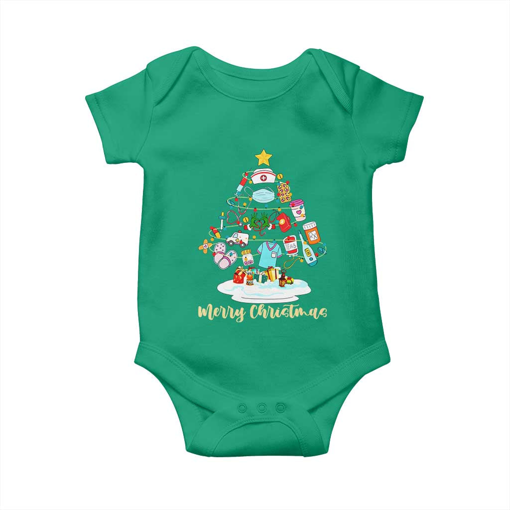 Christmas Nurse Tree Lights Baby Onesie TS14 Irish Green Print Your Wear