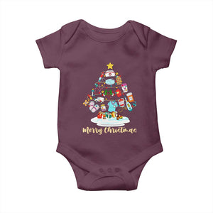 Christmas Nurse Tree Lights Baby Onesie TS14 Maroon Print Your Wear