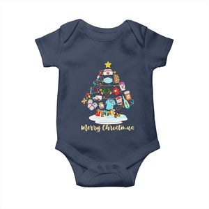 Christmas Nurse Tree Lights Baby Onesie TS14 Navy Print Your Wear