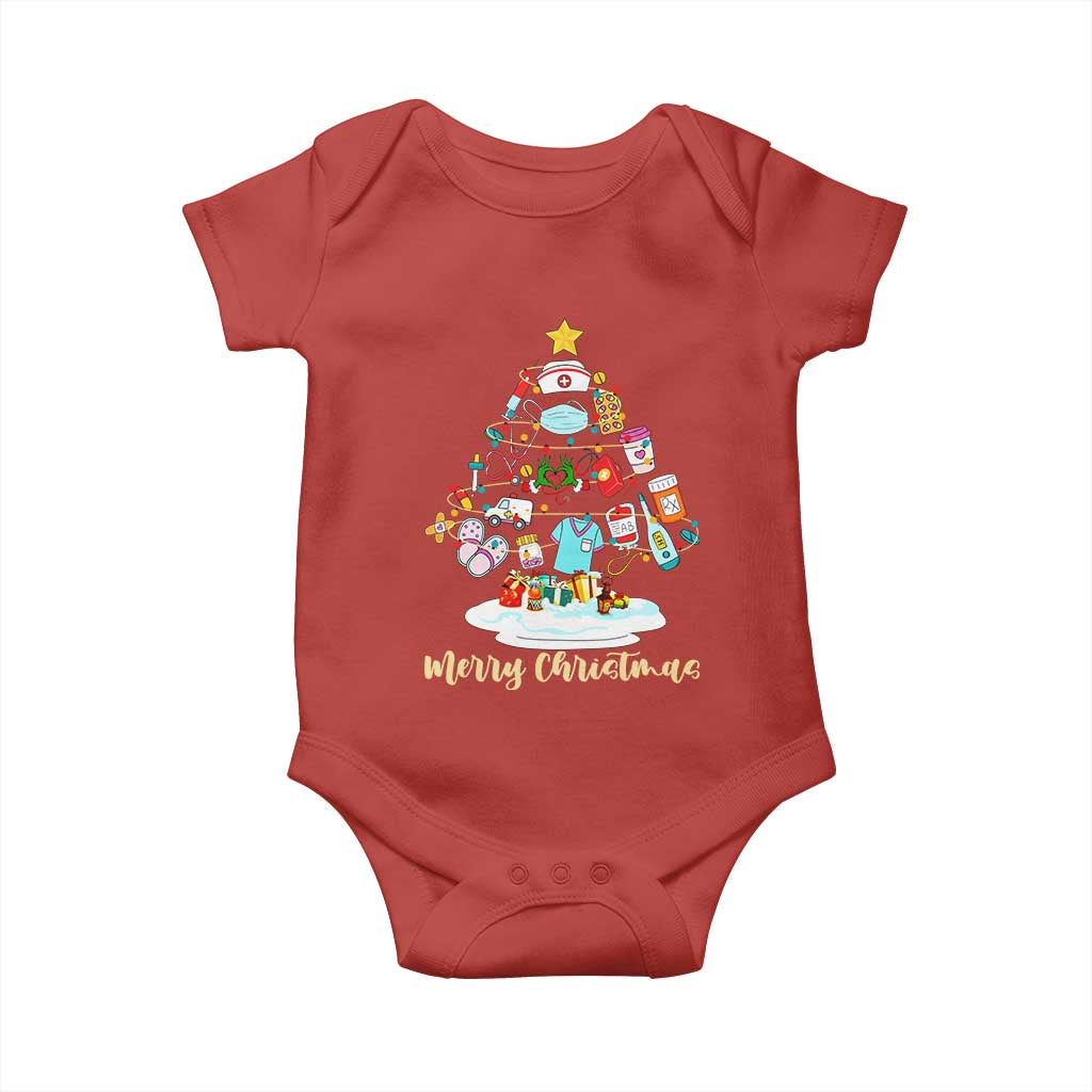 Christmas Nurse Tree Lights Baby Onesie TS14 Red Print Your Wear