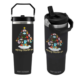 Christmas Nurse Tree Lights Flip Straw Tumbler TS14 One Size: 30 oz Black Print Your Wear