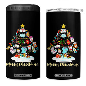 Christmas Nurse Tree Lights 4 in 1 Can Cooler Tumbler TS14 One Size: 16 oz Black Print Your Wear