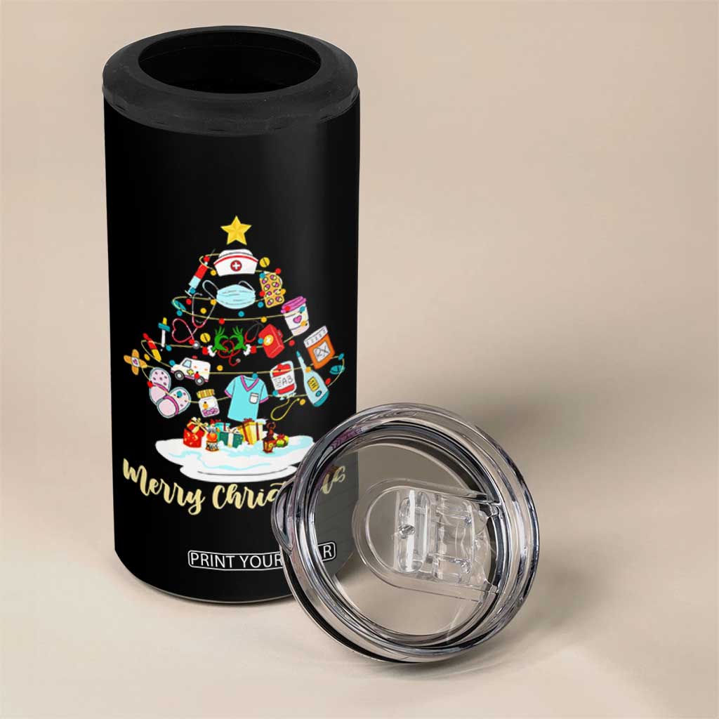 Christmas Nurse Tree Lights 4 in 1 Can Cooler Tumbler TS14 Print Your Wear