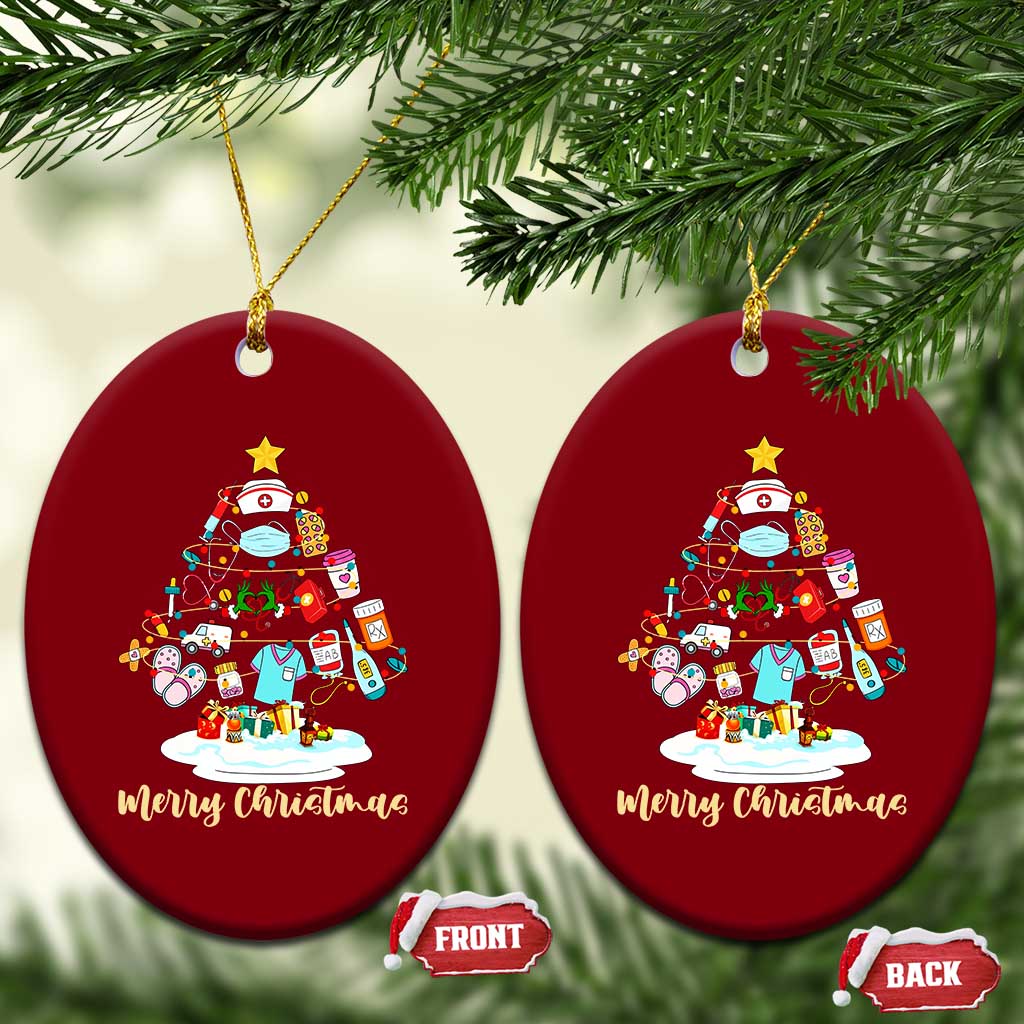 Christmas Nurse Tree Lights Ceramic Ornament TS14 Print Your Wear
