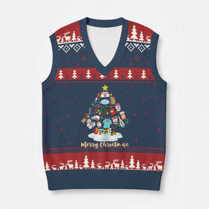 Christmas Nurse Tree Lights V-Neck Knit Sweater Vest TS14 Navy Red Print Your Wear