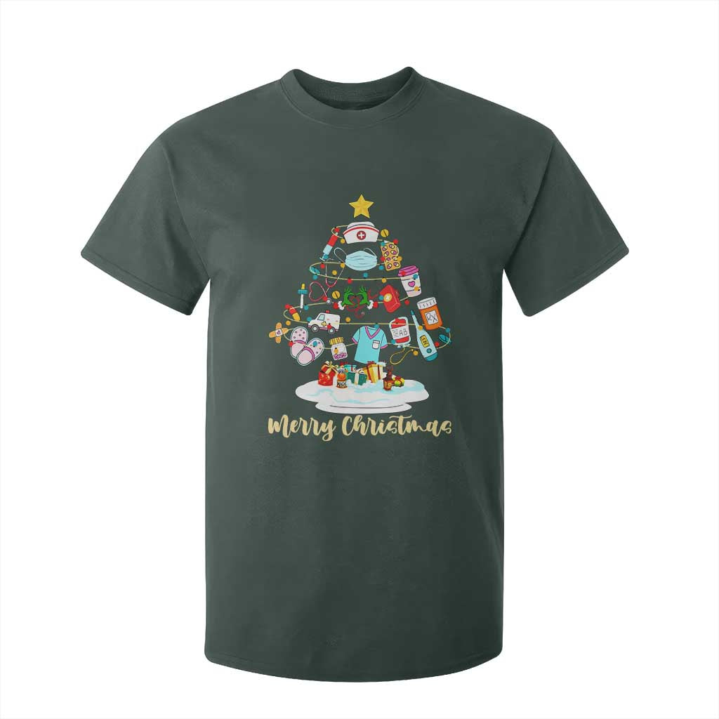 Christmas Nurse Tree Lights T Shirt For Kid TS14 Dark Forest Green Print Your Wear