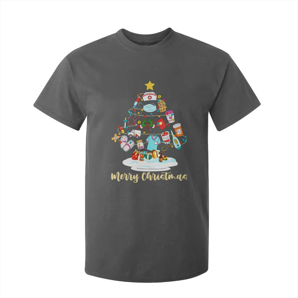 Christmas Nurse Tree Lights T Shirt For Kid TS14 Dark Heather Print Your Wear
