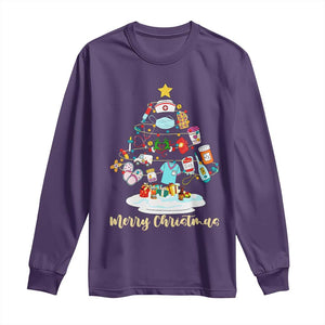 Christmas Nurse Tree Lights Long Sleeve Shirt TS14 Purple Print Your Wear