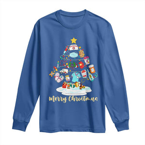Christmas Nurse Tree Lights Long Sleeve Shirt TS14 Royal Blue Print Your Wear