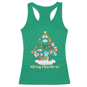 Christmas Nurse Tree Lights Racerback Tank Top - Print Your Wear