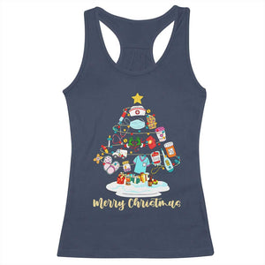 Christmas Nurse Tree Lights Racerback Tank Top TS14 Navy Print Your Wear