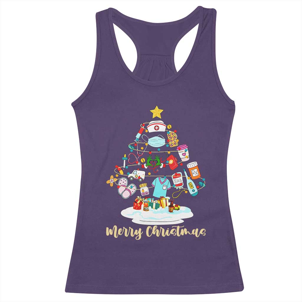 Christmas Nurse Tree Lights Racerback Tank Top TS14 Purple Print Your Wear