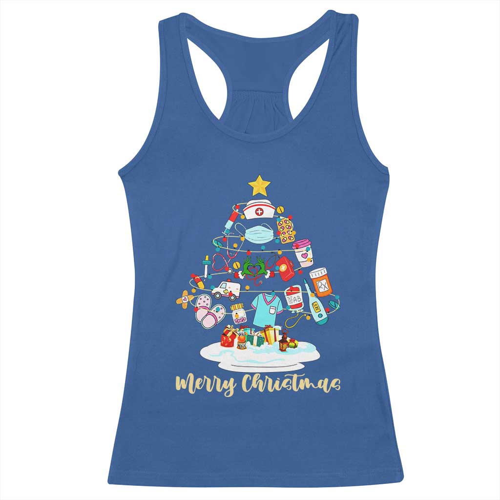 Christmas Nurse Tree Lights Racerback Tank Top TS14 Royal Blue Print Your Wear