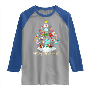Christmas Nurse Tree Lights Raglan Shirt TS14 Sport Gray Royal Print Your Wear
