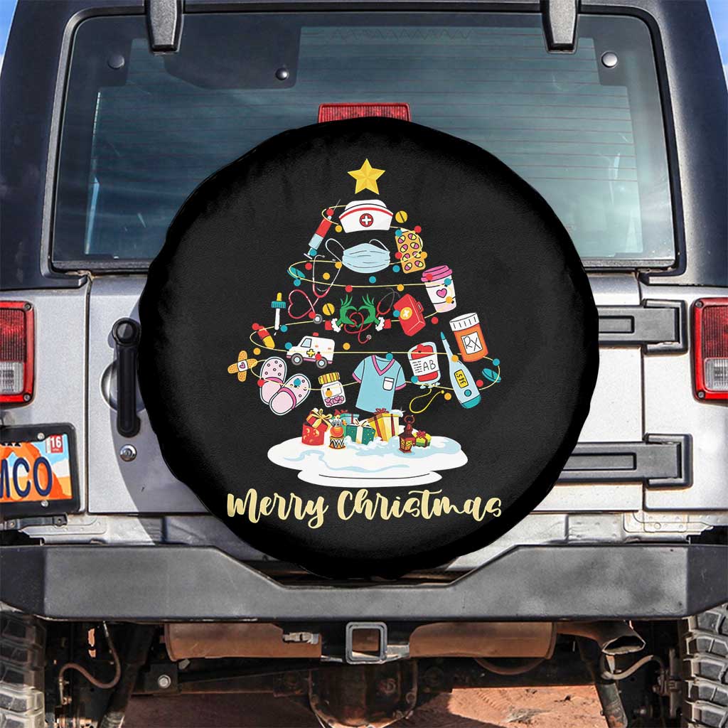 Christmas Nurse Tree Lights Spare Tire Cover TS14 No hole Black Print Your Wear