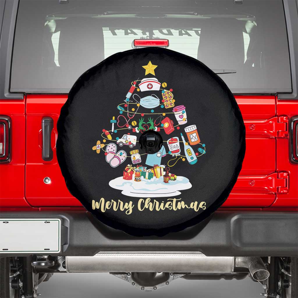 Christmas Nurse Tree Lights Spare Tire Cover TS14 Black Print Your Wear