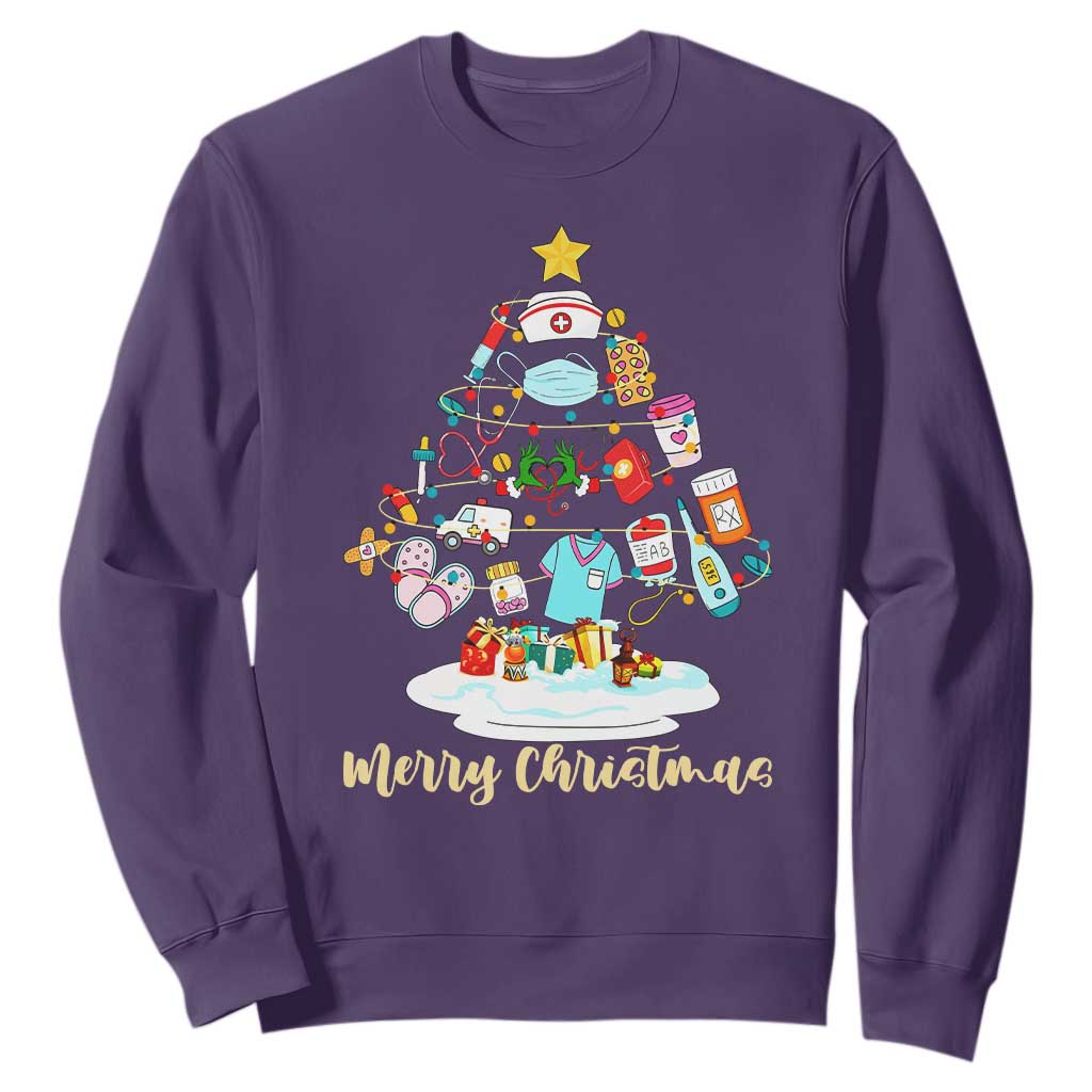 Christmas Nurse Tree Lights Sweatshirt TS14 Purple Print Your Wear