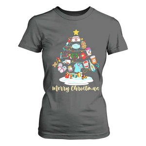 Christmas Nurse Tree Lights T Shirt For Women TS14 Dark Heather Print Your Wear