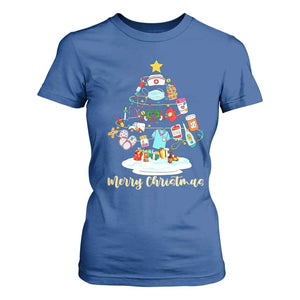 Christmas Nurse Tree Lights T Shirt For Women TS14 Royal Blue Print Your Wear