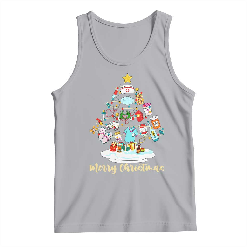 Christmas Nurse Tree Lights Tank Top TS14 Athletic Heather Print Your Wear
