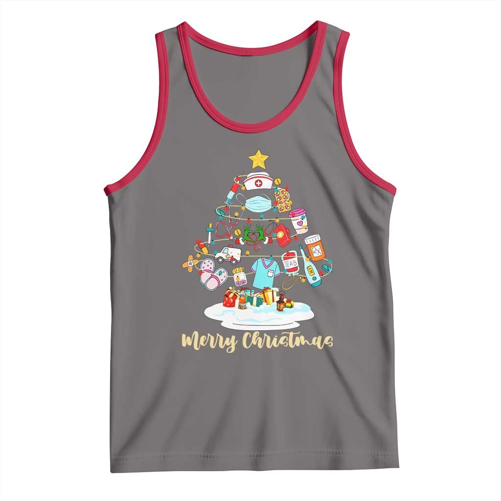 Christmas Nurse Tree Lights Tank Top TS14 Deep Heather Red Print Your Wear