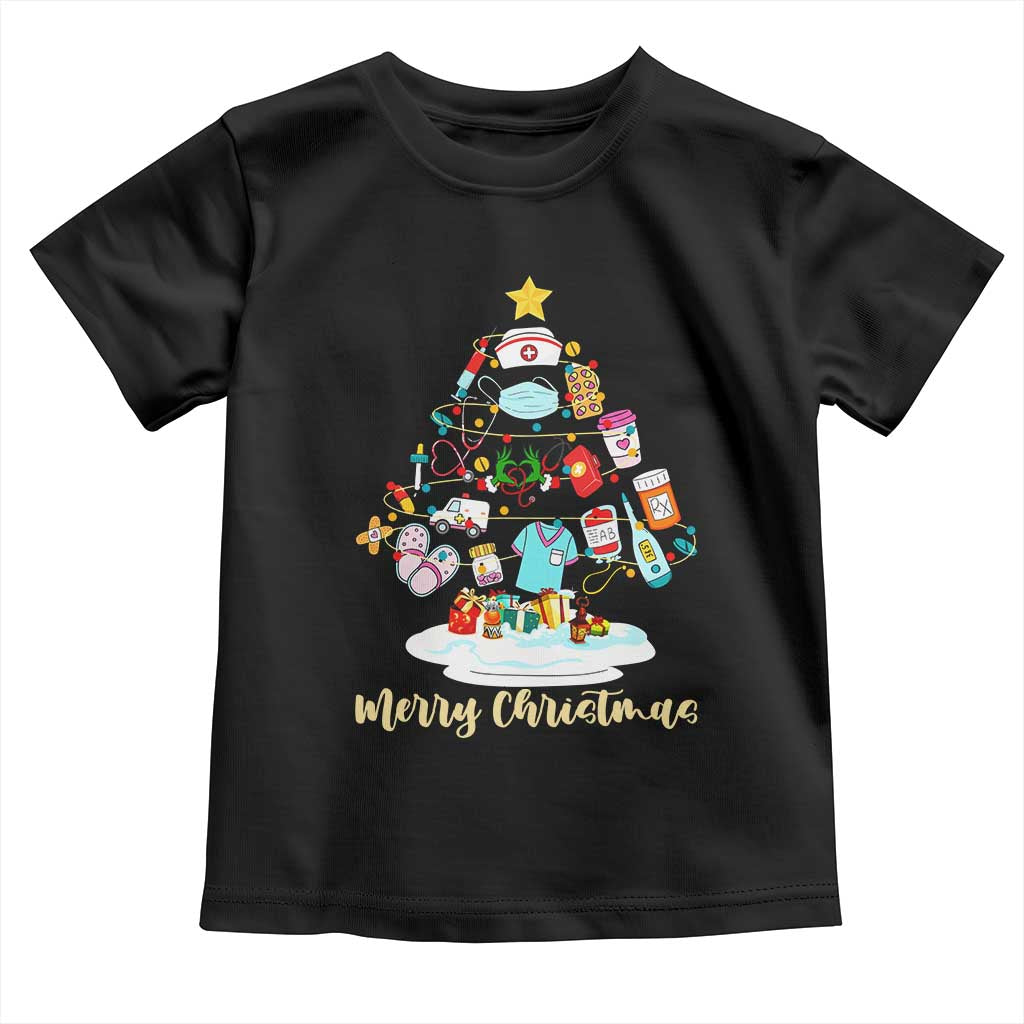 Christmas Nurse Tree Lights Toddler T Shirt TS14 Black Print Your Wear
