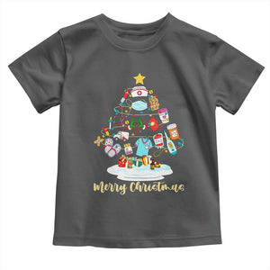 Christmas Nurse Tree Lights Toddler T Shirt TS14 Dark Heather Print Your Wear