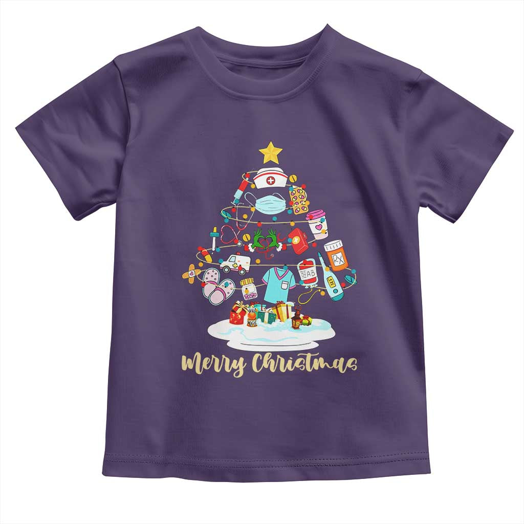 Christmas Nurse Tree Lights Toddler T Shirt TS14 Purple Print Your Wear