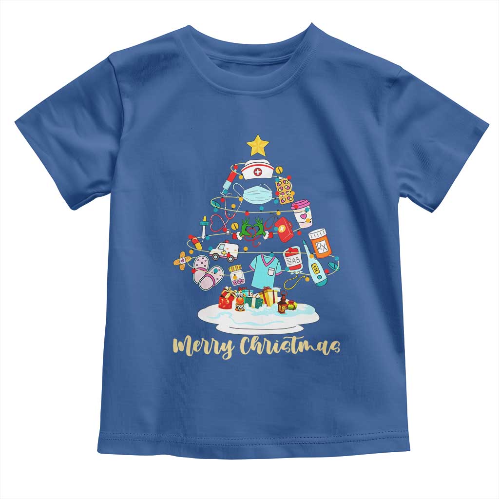 Christmas Nurse Tree Lights Toddler T Shirt TS14 Royal Blue Print Your Wear