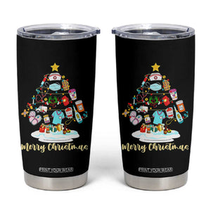 Christmas Nurse Tree Lights Tumbler Cup TS14 Black Print Your Wear