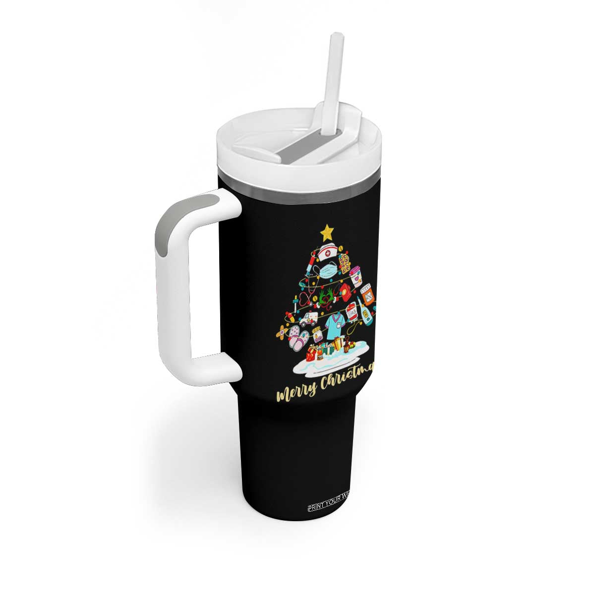 Christmas Nurse Tree Lights Tumbler With Handle TS14 Print Your Wear