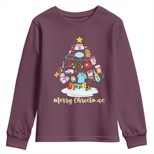 Christmas Nurse Tree Lights Youth Sweatshirt TS14 Maroon Print Your Wear