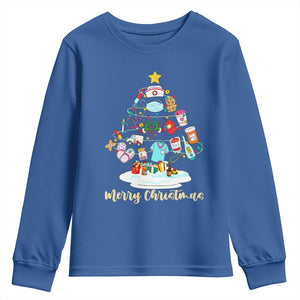 Christmas Nurse Tree Lights Youth Sweatshirt TS14 Royal Blue Print Your Wear