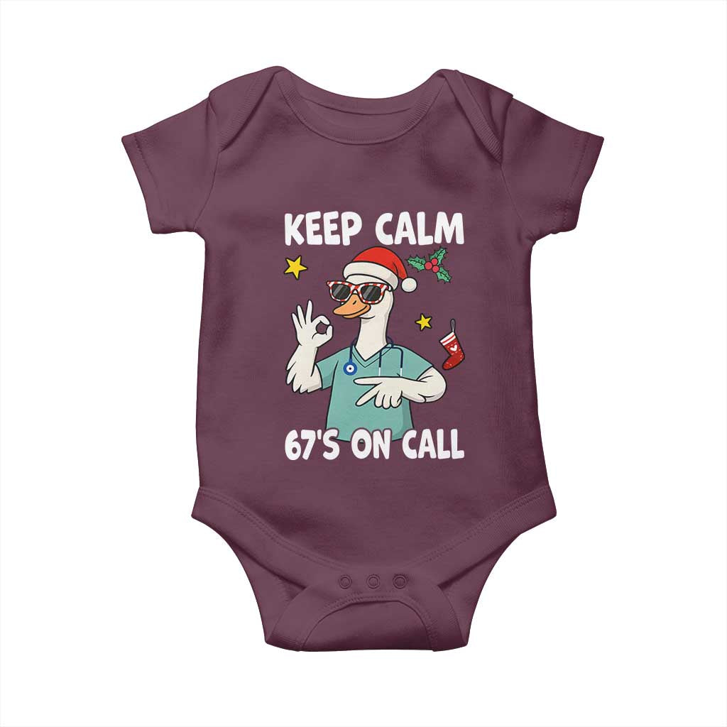 67 Six Seven Goose Nurse Christmas Meme Baby Onesie TS14 Maroon Print Your Wear