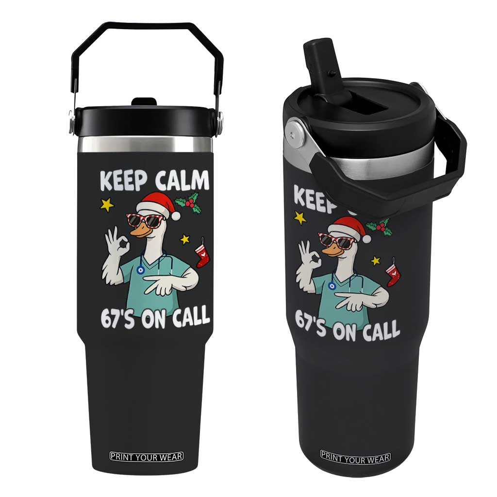 67 Six Seven Goose Nurse Christmas Meme Flip Straw Tumbler TS14 One Size: 30 oz Black Print Your Wear