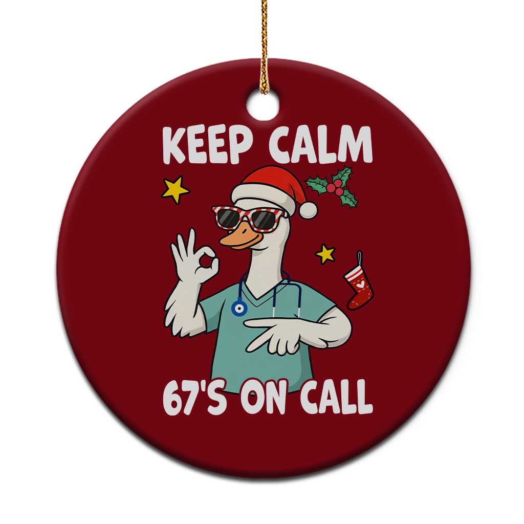 67 Six Seven Goose Nurse Christmas Meme Ceramic Ornament TS14 1pc Red Print Your Wear