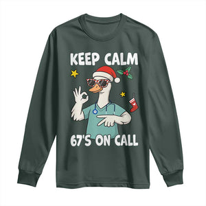 67 Six Seven Goose Nurse Christmas Meme Long Sleeve Shirt TS14 Dark Forest Green Print Your Wear