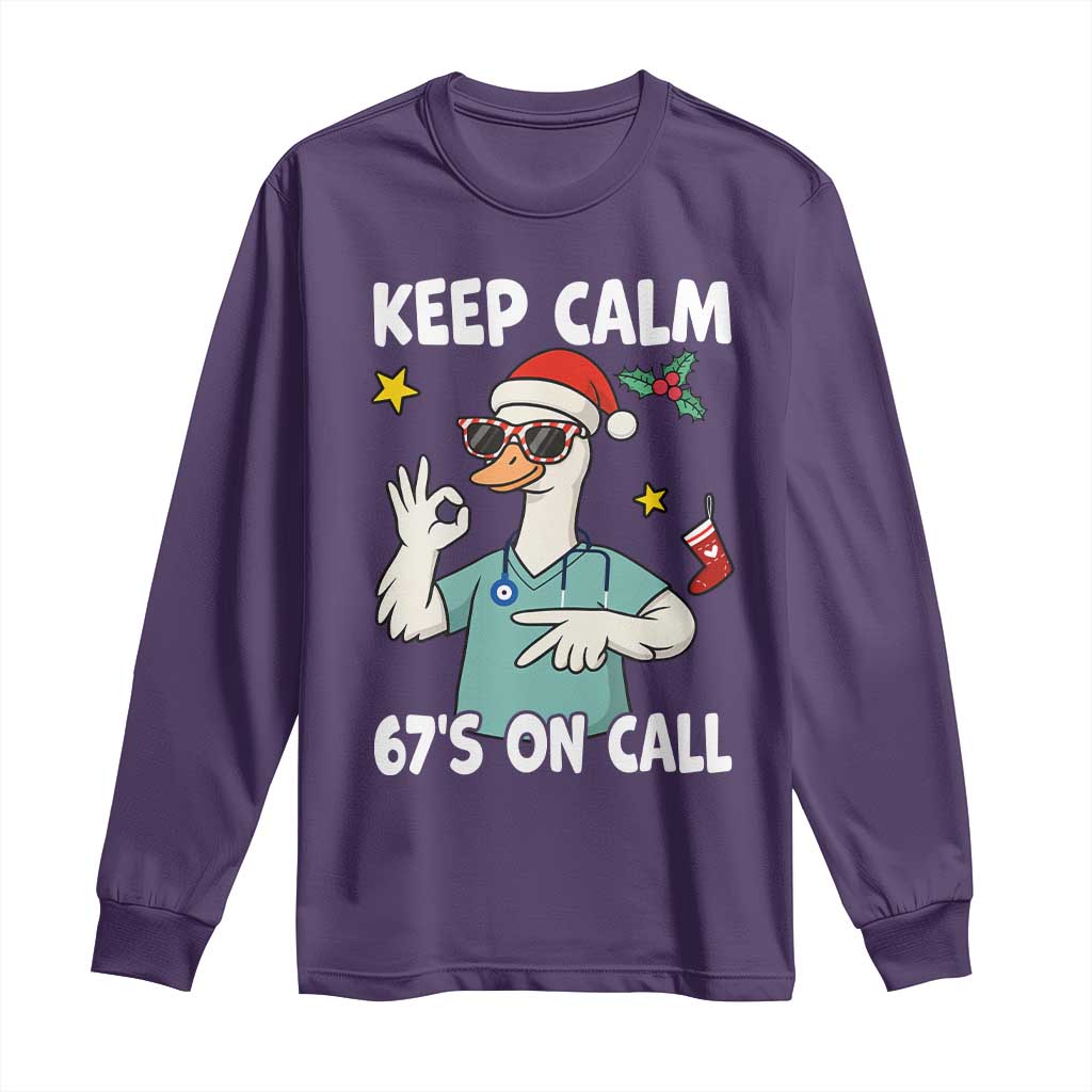 67 Six Seven Goose Nurse Christmas Meme Long Sleeve Shirt TS14 Purple Print Your Wear